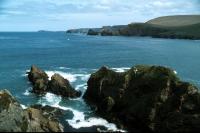 High banks and jagged coast are characteristic of Shetland