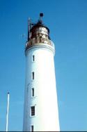The white of the Skerries light contrasts with the blue sky